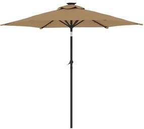 Guarda-sol jardim c/ LEDs e poste de aço 225x225x212 cm