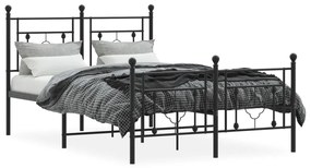 Estrutura de cama com cabeceira e pés 120x200 cm metal preto