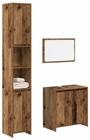 vidaXL 3 pcs conj. móveis casa banho derivados madeira madeira velha
