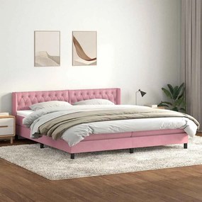 Cama com molas colchão 200x210 cm veludo rosa