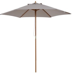 Outsunny Chapéu de Sol de Madeira Ø250x230 cm para Exterior com 6 Hastes Sistema de Corda com Fixação Desmontável Portátil Cinza