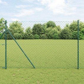 vidaXL Cerca de Cadeia com 7 Postes 1,6x10 m Aço Galvanizado Verde