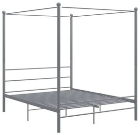Estrutura de cama com dossel 160x200 cm metal cinzento