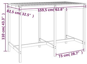 7 pcs conjunto de bar para jardim pinho maciço