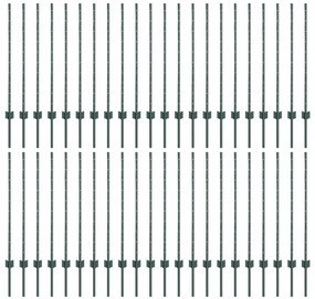 Postes de Cerca Prateados 44 pcs Verde 100 x 1 m
