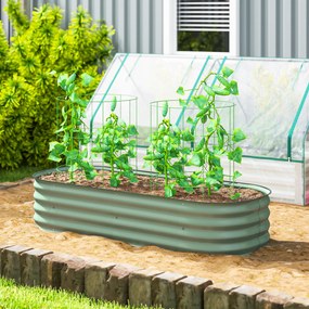 Floreira de Exterior Grande em Aço Galvanizado para Cultivo de Plantas 150x62x30 cm Verde