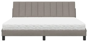 Cama com colchão 180x200 cm tecido castanho-acinzentado