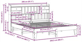 Cama sem colchão 200x200 cm pinho maciço castanho-mel