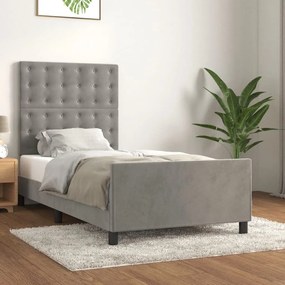 Estrutura de cama sem colchão 90x200 cm veludo cinzento-claro