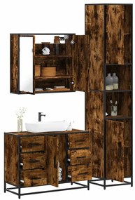 vidaXL 3 pcs conjunto de móveis WC madeira processada carvalho fumado