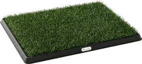 PawHut Sanitário para Cães 63 x 50,5 cm Sanitário com 2 Tapetes de Relva Artificial Laváveis para Filhotes e Cães para Varanda Casa Preto+Verde | Aosom Portugal