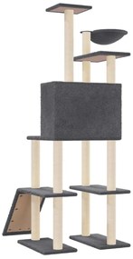 Árvore p/ gatos c/ postes arranhadores sisal 166cm cinza-escuro