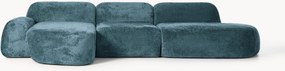 Sofá de canto modular em teddy-bouclé com chaise longue Wolke (4 lugares)