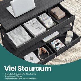 Mesa de centro com tampo ajustável em altura 50 x 100 cm cinza antracite-preto