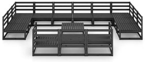 14 pcs conjunto lounge de jardim pinho maciço