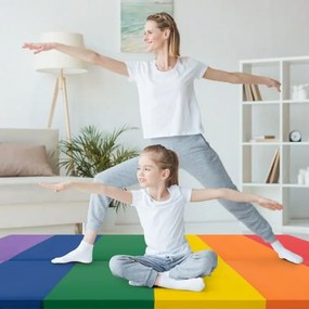 Tapete de ginástica triplo dobrável para crianças com pegas de transporte para treino de ioga aeróbico 180 x 120 x 4 cm Multicolor