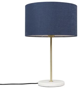 Candeeiro de mesa em latão com cúpula azul 35 cm - Kaso Moderno