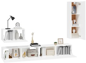 Conjunto móveis de TV 4 pcs madeira processada branco
