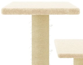 Árvore p/ gatos c/ postes arranhadores sisal 61 cm cor creme