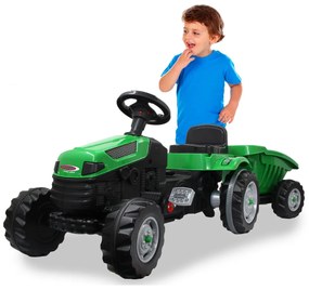 Tractor a pedais para crianças com reboque Strong Bull Verde