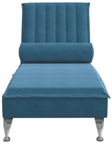 Chaise lounge de massagem com rolo veludo azul