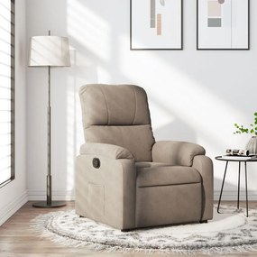 vidaXL Poltrona reclinável tecido de microfibra cinzento-acastanhado