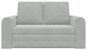 Sofá Cama de Piso 2-em-1 Cinza Claro 148x71x83 cm Veludo