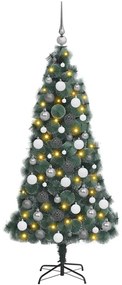 Conjunto de Árvore de Natal Artificial LED &amp; Bolas Verde 180 cm PET