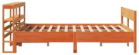 Cama sem colchão 140x200 cm madeira pinho maciça castanho-mel