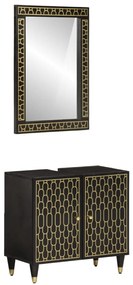 vidaXL 2 pcs conj. móveis p/ casa de banho madeira mangueira maciça