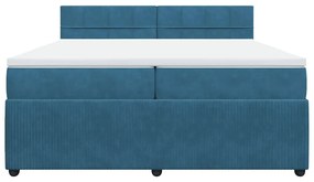 Cama com molas/colchão 200x200 cm veludo azul