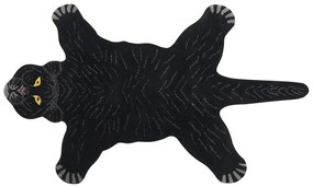 Tapete para crianças em lã preta impressão de pantera 100 x 160 cm BAGHEERA Beliani