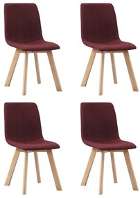 vidaXL Cadeiras de jantar 4 pcs tecido vermelho tinto
