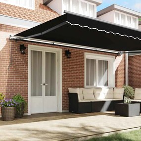 Toldo Manual Preto 500 × 300 cm Poliéster e Alumínio