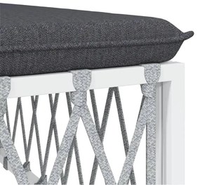 3 pcs conjunto lounge de jardim com almofadões aço branco