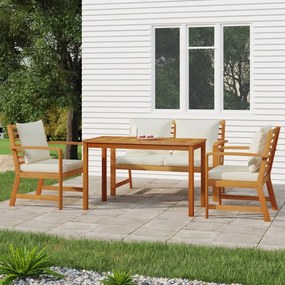 vidaXL 4 pcs conj. jantar jardim c/ almofadões madeira acácia maciça