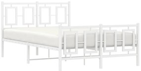 Estrutura de cama com cabeceira e pés 120x190 cm metal branco