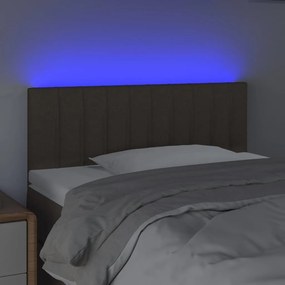 Cabeceira cama luzes LED tecido 100x5x78/88cm cinza-acastanhado