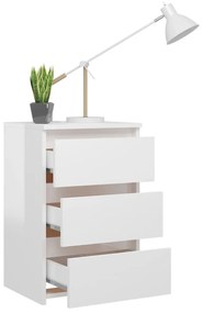 Mesa de cabeceira 40x35x62,5 cm contraplacado branco brilhante