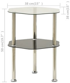 Mesa apoio 2 prateleiras 38x38x50cm vidro temp. transp./preto