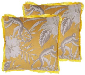 Conjunto de 2 almofadas decorativas amarelas com motivo animal 45 x 45 cm MANJU Beliani