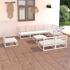 9 pcs conjunto lounge de jardim pinho sólido branco