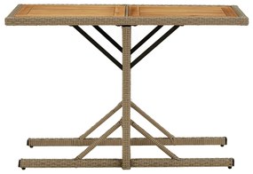 Mesa de jardim madeira de acácia maciça e vime PE bege