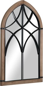 HOMCOM Espelho Parede Madeira 93x60cm Decorativo Vintage 2 Ganchos Estilo Sofisticado Sala Estar Dormitório Marrom | Aosom Portugal