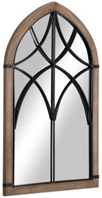 HOMCOM Espelho de Parede de Madeira 93x60cm Espelho Decorativo com 2 Ganchos Estilo Vintage para Sala de Estar Dormitório Marrom | Aosom Portugal