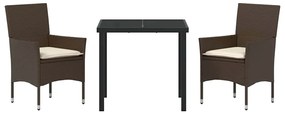 Conjunto de Jantar para Jardim 3 pcs Castanho 2 Lugares Aço