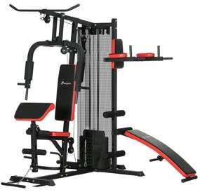 SPORTNOW Máquina Multi Estação Ajustável Multi Estação de Musculação com Placas de Peso de 45 kg 225x175x200 cm Preto | Aosom Portugal