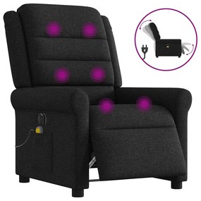 vidaXL Poltrona reclinável de massagens elétrica tecido preto