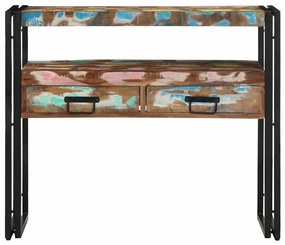 Mesa de Apoio vidaXL Multicolorida 90x33x75 cm em Madeira Recuperada e