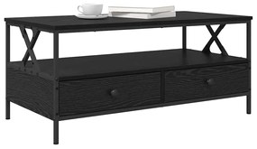Mesa de centro com gaveta com prateleira Carvalho preto 100 x 51 x 45